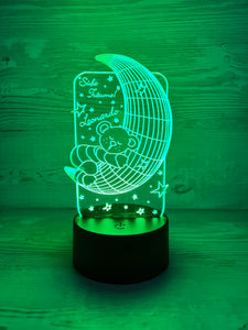 Träum Süß! Bärchen personalisierte LED Nachtlampe mit Wunschname aus Acryl, Valentinstag, Nachttischlampe, Jahrestag, Geburt, Taufgeschenk