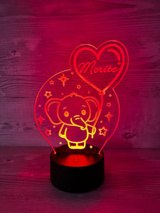 Exklusiv personalisierte Nachtlampe aus Acryl in süßer Elefantenoptik für Jungs, Nachttischlampe, Babygeschenk, Geburt, Taufgeschenk, Besonders