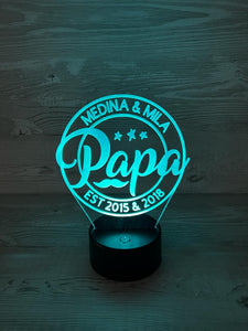 Exklusiv personalisierte Nachtlampe aus Acryl für Papas, Nachttischlampe, Geburt, Taufgeschenk, Besonders