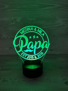 Exklusiv personalisierte Nachtlampe aus Acryl für Papas, Nachttischlampe, Geburt, Taufgeschenk, Besonders